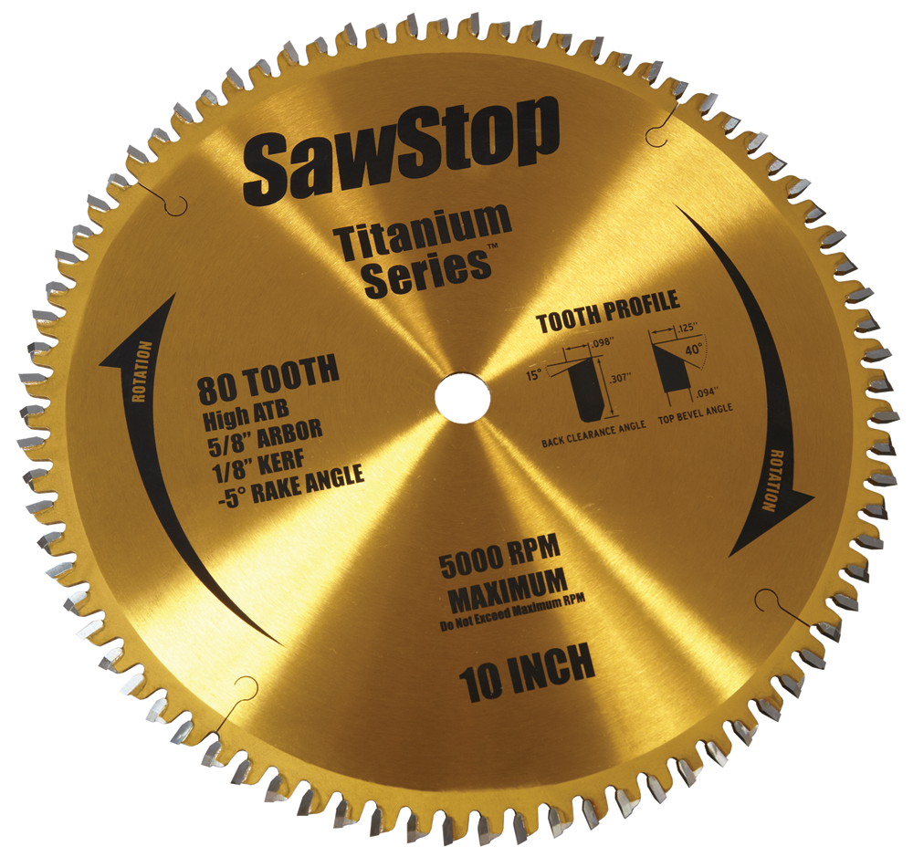 SawStop® Titanium Series Premium Woodworking Blade - 80 Tooth | BTS-P-80HATB